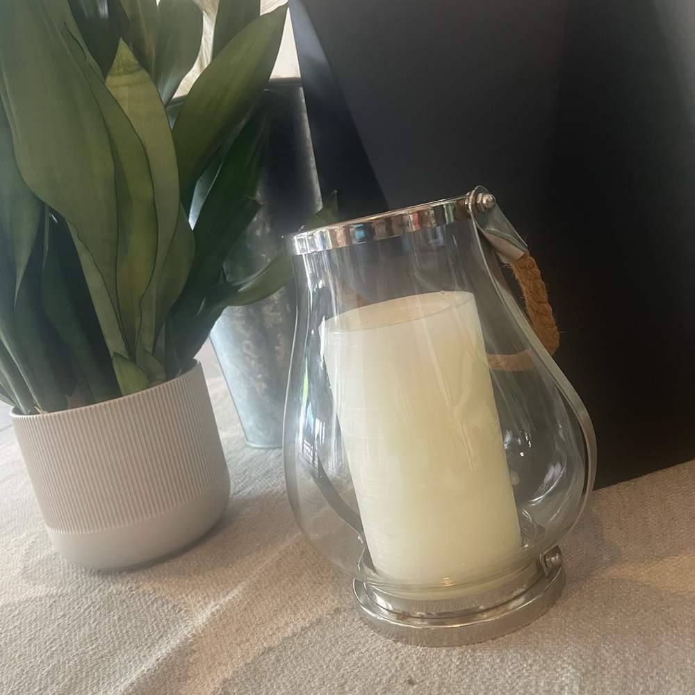 Elegant Silver and Cream Candle Holder